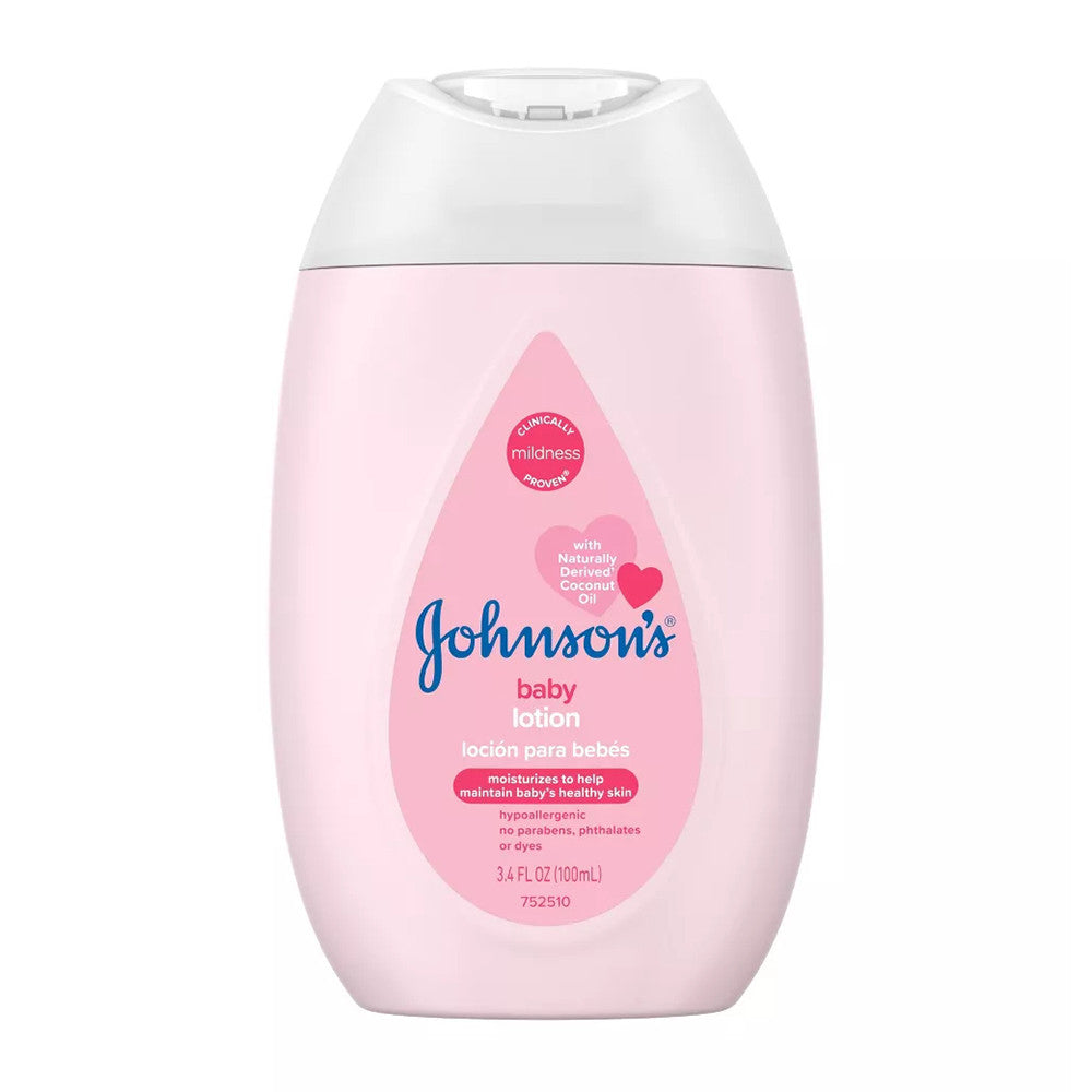 Johnsons Moisturizing Pink Baby Lotion With Coconut Oil, 3.4 Oz